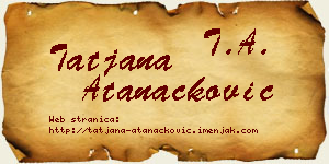Tatjana Atanacković vizit kartica